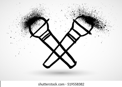 Microphone grunge vector icon