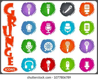 Microphone grunge web icons for user interface design