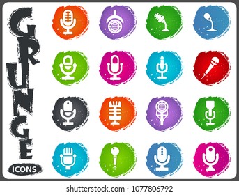 Microphone grunge web icons for user interface design