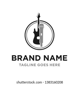 microphone and guitar logo design your company