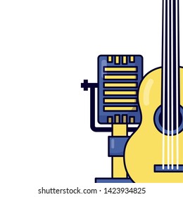 microphone and guitar music festival vector illustration