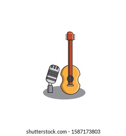 microphone and guitar for music party new year vector