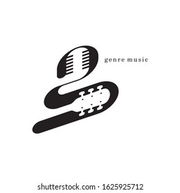 Microphone and guitar silhouette,atletter G initial logo.
