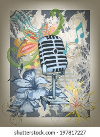 microphone hand drawn design card Vector illustration can be used for website background and greeting cards or cover decoration