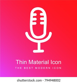 Microphone hand drawn voice interface symbol outline red and pink gradient material white icon minimal design