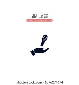 Microphone in hand icon