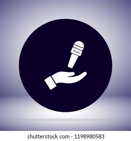 Microphone in hand icon