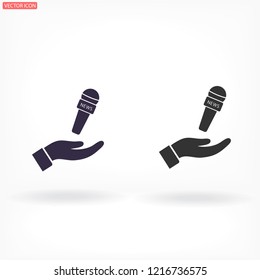 Microphone in hand icon