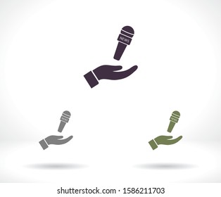 Microphone in hand icon , lorem ipsum Flat design