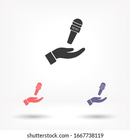 Microphone in hand icon , lorem ipsum Flat design