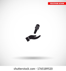Microphone in hand icon , lorem ipsum Flat design