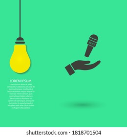 Microphone in hand icon , lorem ipsum Flat design