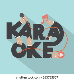 Ilustración de vectores de diseño de tipografía de karaoke