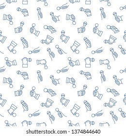 Microphone in Hand vector creative seamless pattern in thin line style