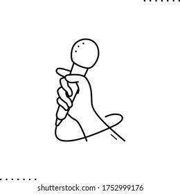 A microphone in hand vector icon in outlines