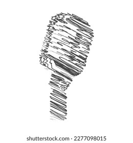 microphone Hand-drawn scribble line art on white background vector illustration design