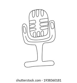 Microphone in a hand-drawn style. Icon. Isolated on a white background.
