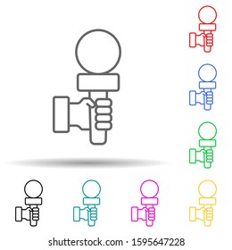 microphone in hands multi color style icon. Simple thin line, outline vector of interview icons for ui and ux, website or mobile application