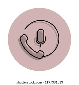 microphone and handset icon in badge style. One of Media, Press collection icon can be used for UI, UX