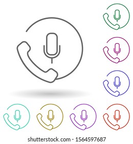 Microphone and handset multi color icon. Simple thin line, outline vector of media, press icons for ui and ux, website or mobile application