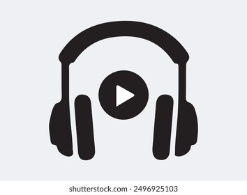 Microphone and headphone icon podcast, headphone music, vector Illustrations.
