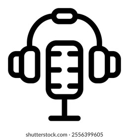 Microphone and headphone icon with simple and line style