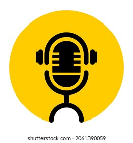 microphone and headphone logo. this logo is good for podcast