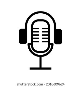 Microphone And Headphone Podcast Vector Illustration