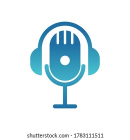 microphone with headphone vector design template illustration