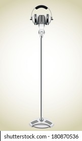 microphone and headphones. Concept audio and studio recording