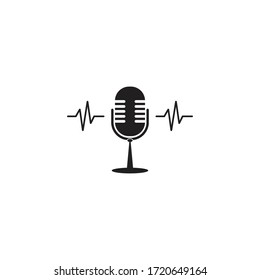 Símbolo vectorial del logotipo del icono Micrófono y auriculares