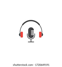 Símbolo vectorial del logotipo del icono Micrófono y auriculares