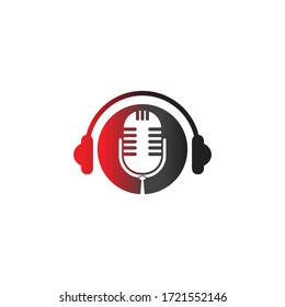 Microphone and Headphones icon logo vector symbol