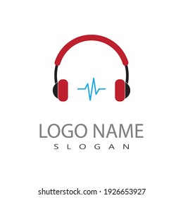 Microphone and Headphones icon logo vector symbol