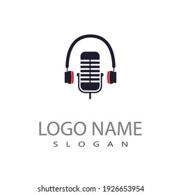 Microphone and Headphones icon logo vector symbol