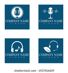 Símbolo del vector del logotipo del icono Micrófono y auriculares
