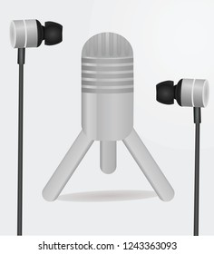 Microphone and headphones. vector illustration