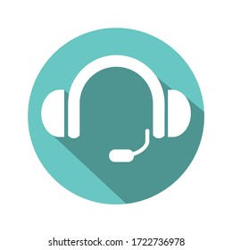 Microphone headset icon. Basic image of digital communication. Button icon.