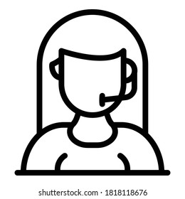 Icono de auriculares con micrófono. Icono de vector de micrófono de contorno para diseño web aislado en fondo blanco