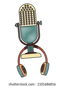 microphone and headset music retro style