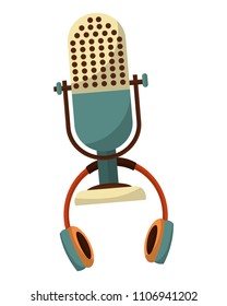 microphone and headset music retro style