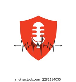 El micrófono y el corazón latieron el pulso. Ilustración vectorial. Estilo plano.