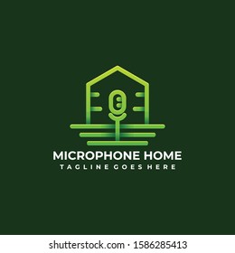 Microphone Home Illustration Vector Template. Suitable for Creative Industry, Multimedia, entertainment, Educations, Shop, and any related business