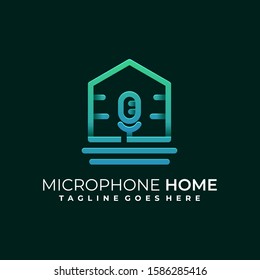 Microphone Home Illustration Vector Template. Suitable for Creative Industry, Multimedia, entertainment, Educations, Shop, and any related business