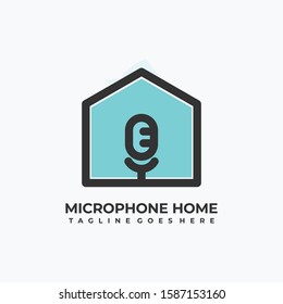 Microphone Home Illustration Vector Template.Suitable for Creative Industry, Multimedia, entertainment, Educations, Shop, and any related business