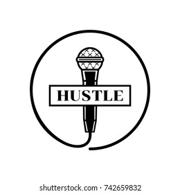 Microphone Hustle Round Logo With Microphone Wire