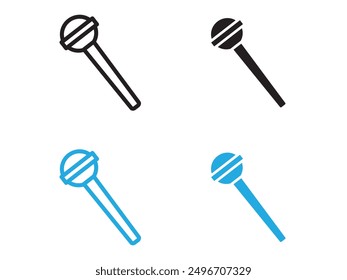 Microphone icon (2) black and white vector outline sign