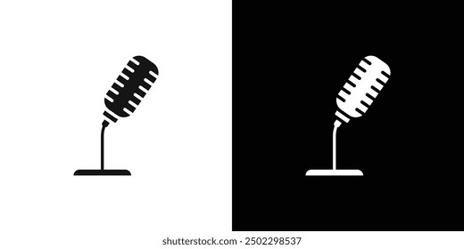 Microphone icon (2) logo sign vector outline in black and white color