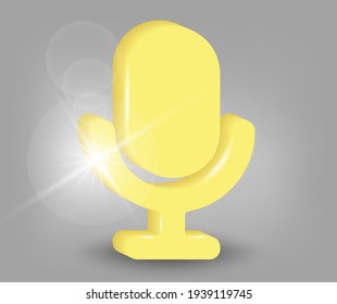 icono de micrófono.  Ilustración vectorial 3d en amarillo - colores grises.