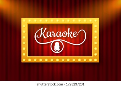 The microphone icon. Abstract banner with karaoke. Celebration party. Karaoke party banner layout. Vector stock illustration.